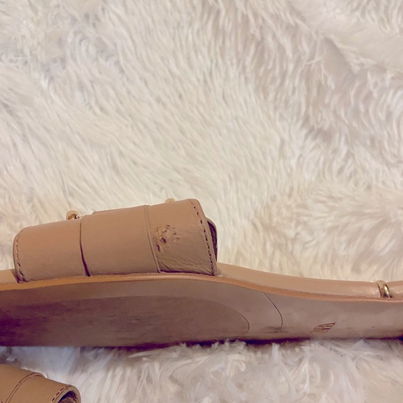 ZARA Tan Leather Flat Sandals with Saddle Buckle Size 11 - Picture 8 of 9